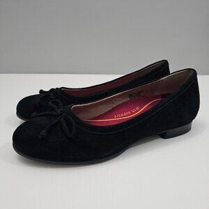 Munro Joslynn Ballet Flat Womens 8 NARROW Black Suede Bow Comfort Slip On